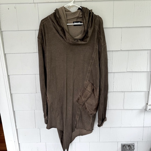 Darker Wavs Atmosphere Unisex Patch Pocket Long Sleeve Top Brown size Large - Picture 1 of 12